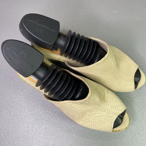 KANNA Suede Snake Embossed Espadrille Wedge Platform Mules Womens 40 9.5 Beige - Picture 10 of 12